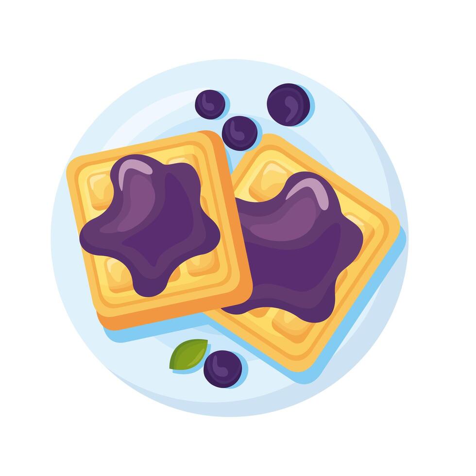 bread sliced with grapes jam breakfast detailed style icon vector