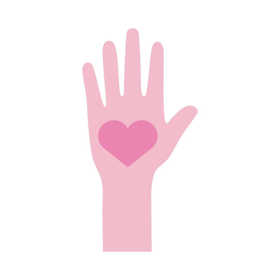 hand human up with heart flat style icon vector