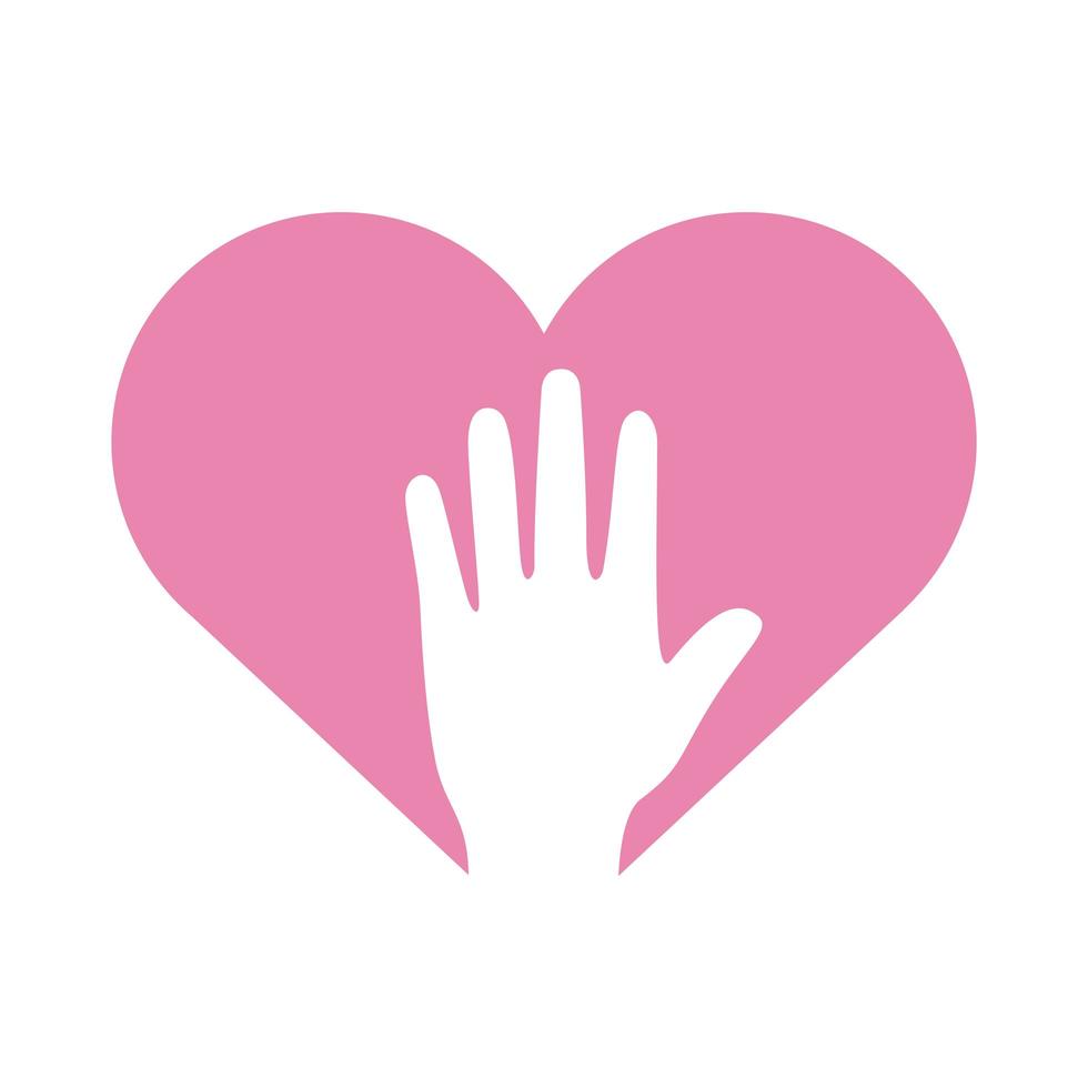 hand human up in heart flat style icon vector