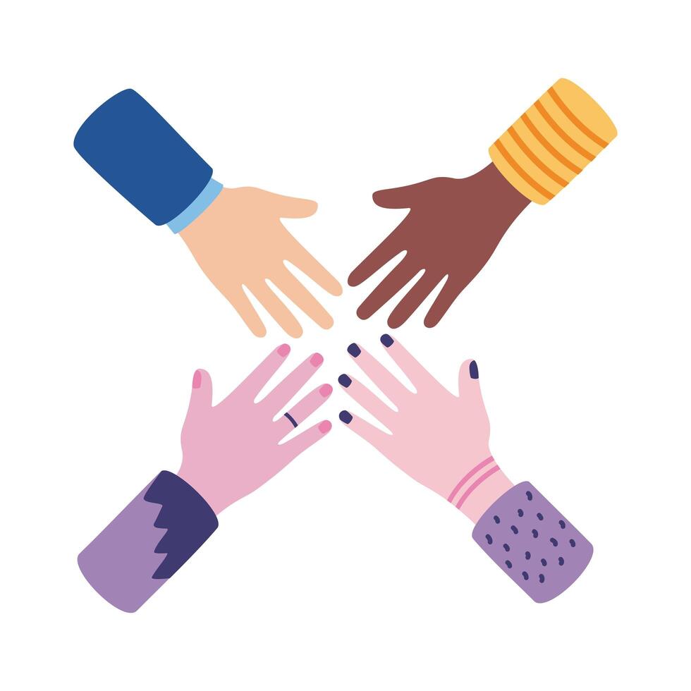 diversity hands human team flat style icon vector