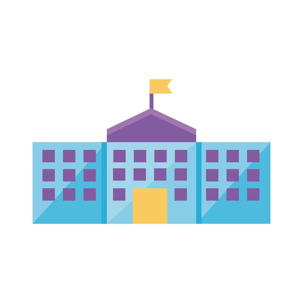 school building flat style icon vector