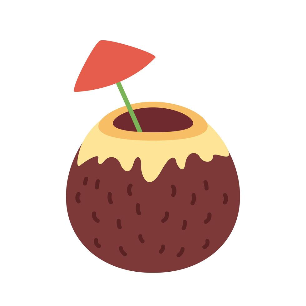 icono de estilo plano de cóctel de coco vector