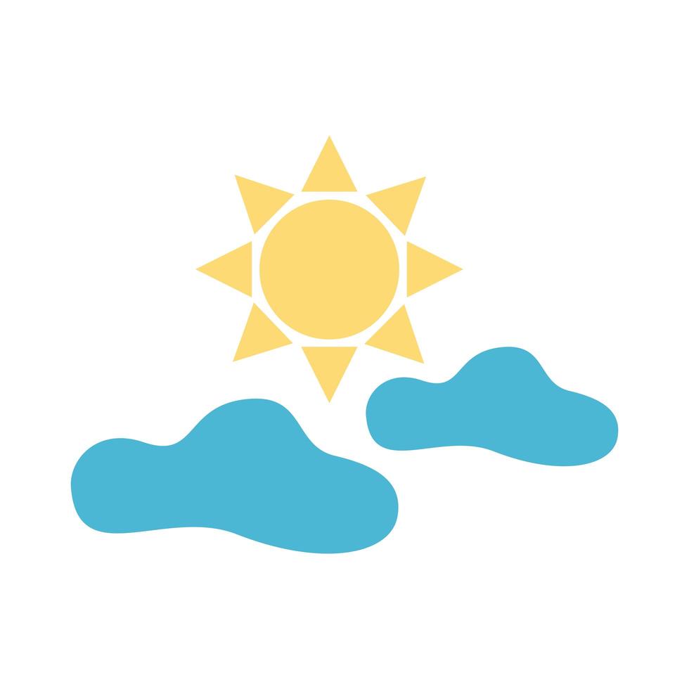 sun and clouds sky flat style icon vector