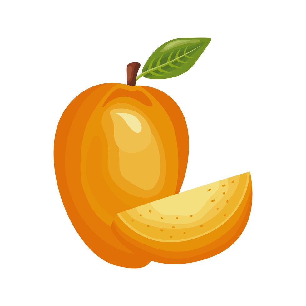 icono de estilo detallado de fruta fresca y deliciosa de mango vector