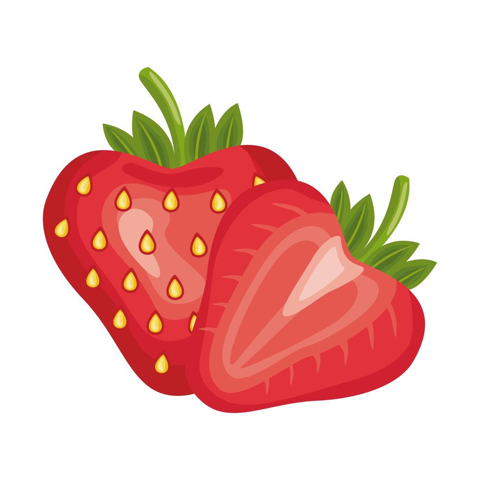 fresa fresca deliciosa fruta icono de estilo detallado vector