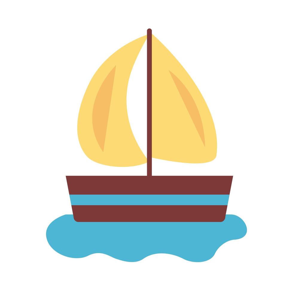 sailboat ship flat style icon vector