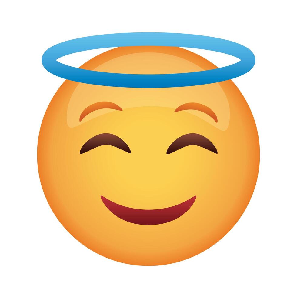 angel emoji face classic flat style icon vector
