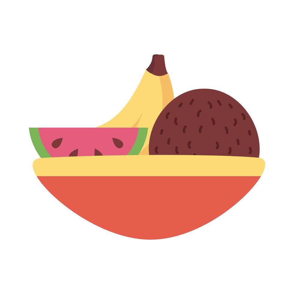 bowl with fruits flat style icon vector