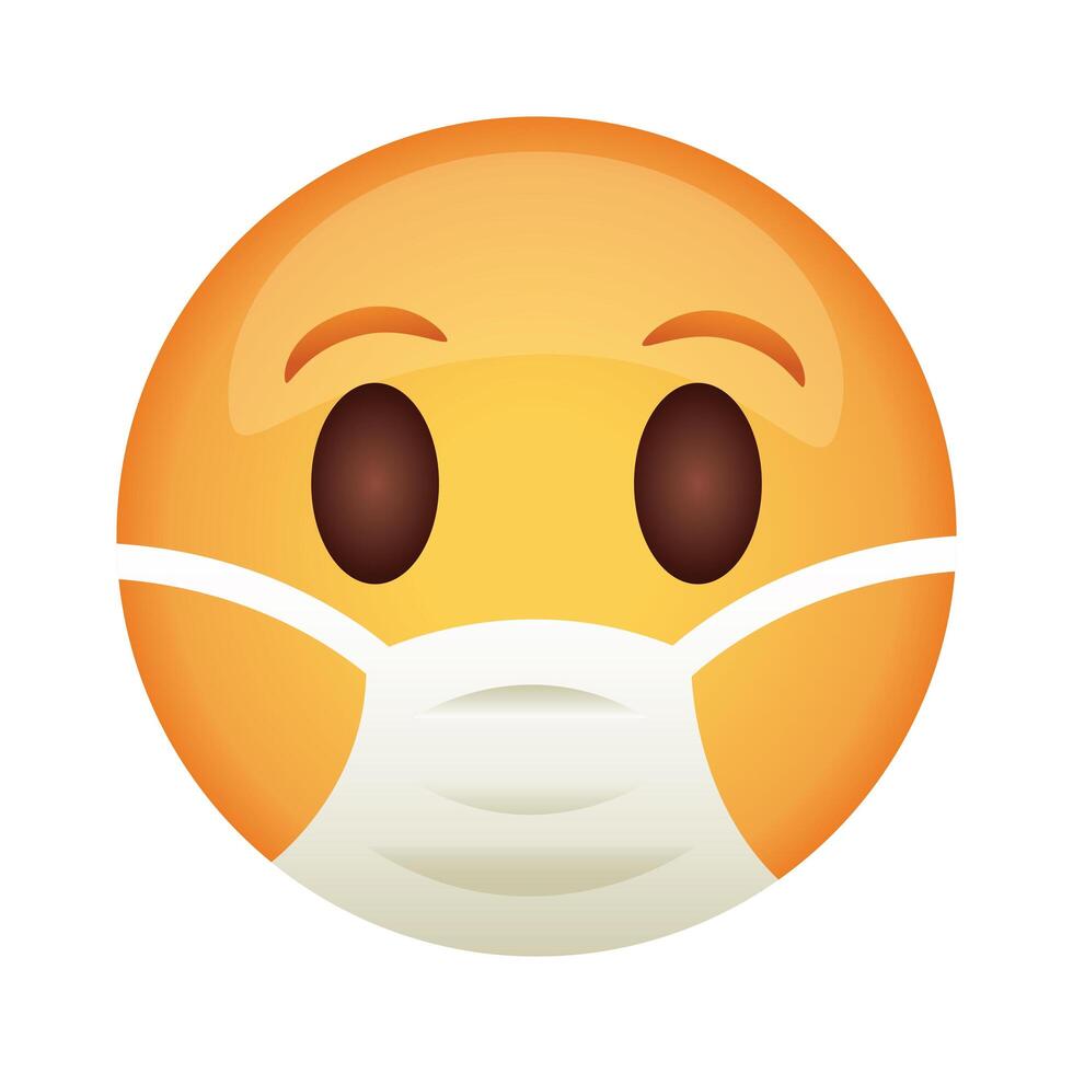 cara de emoji con icono de estilo plano de máscara médica vector