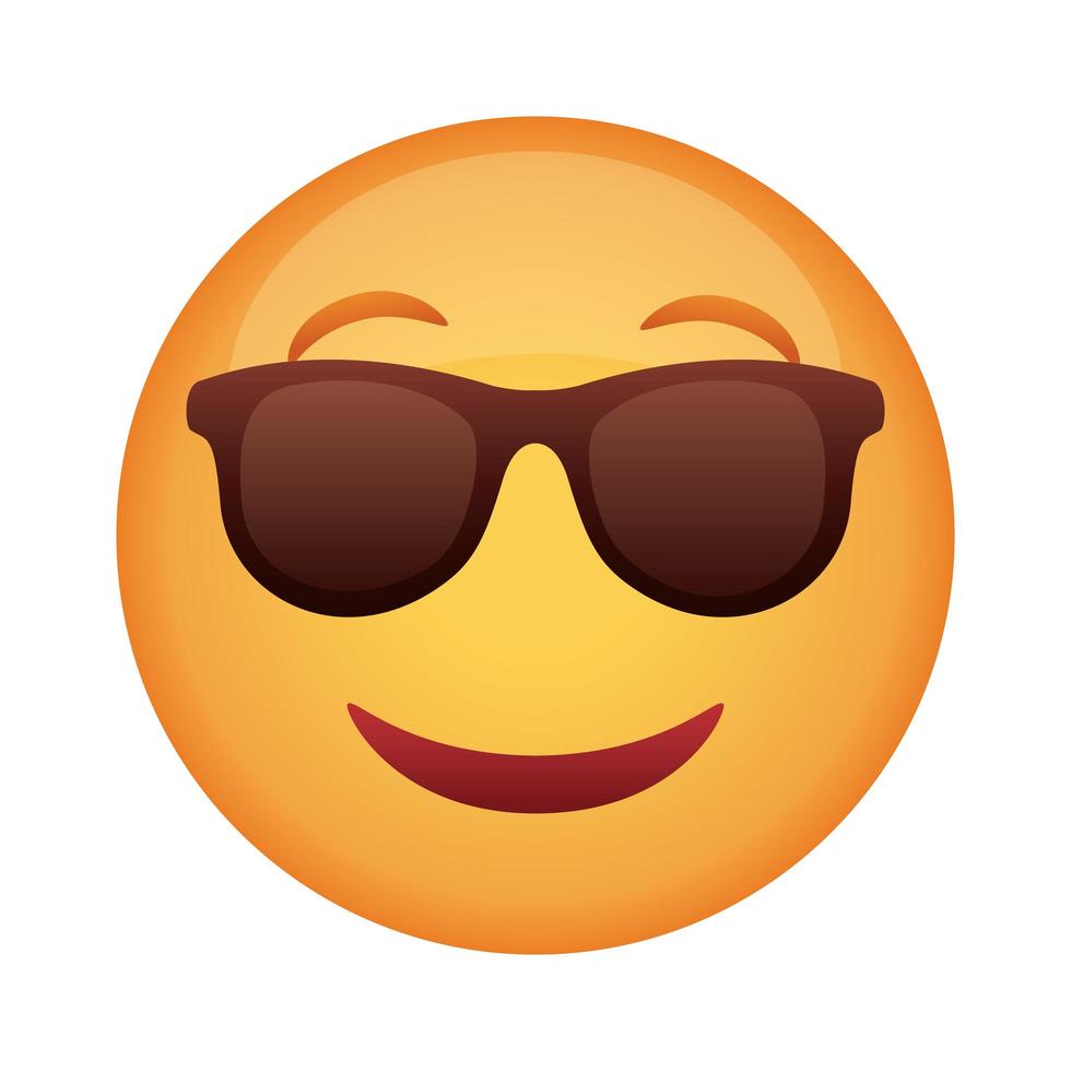 emoji face classic with sunglasses flat style icon vector
