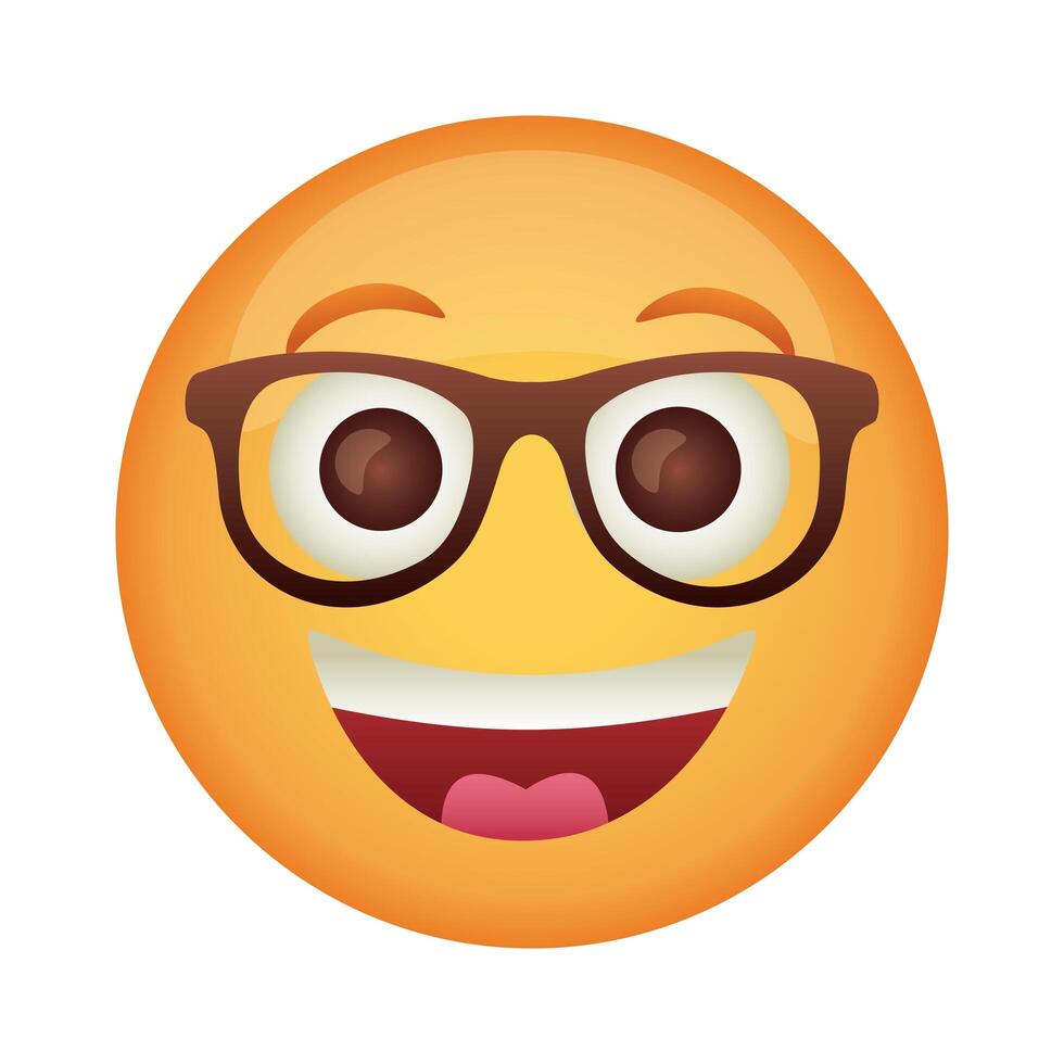 emoji cara riendo con anteojos icono de estilo plano vector