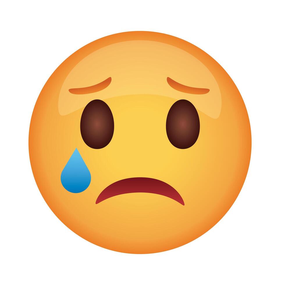 crying emoji face classic flat style icon vector