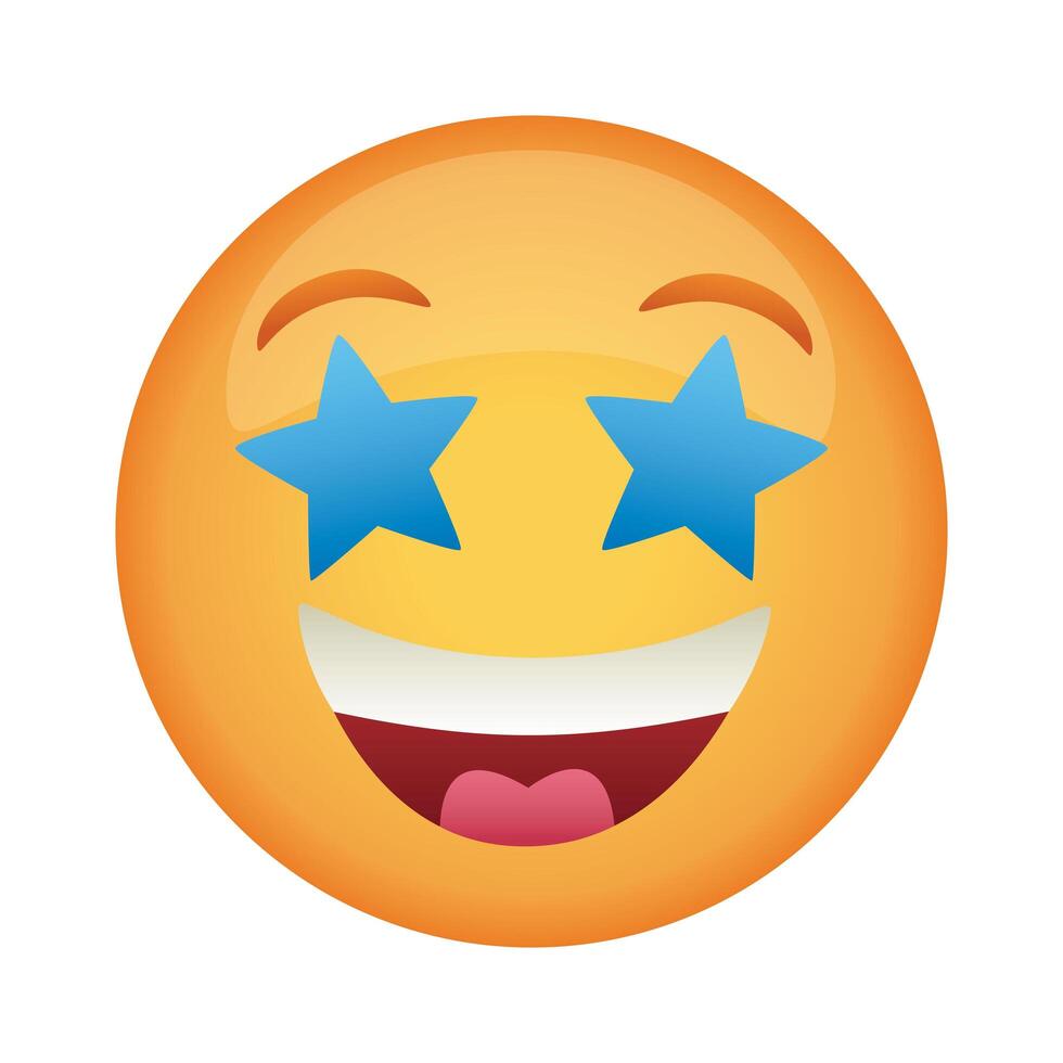 emoji face laughing with eyes stars flat style icon vector