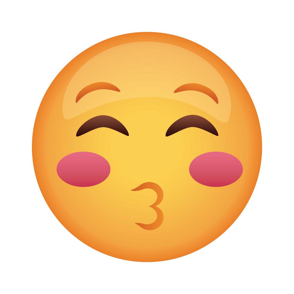 besando emoji cara icono de estilo plano clásico vector
