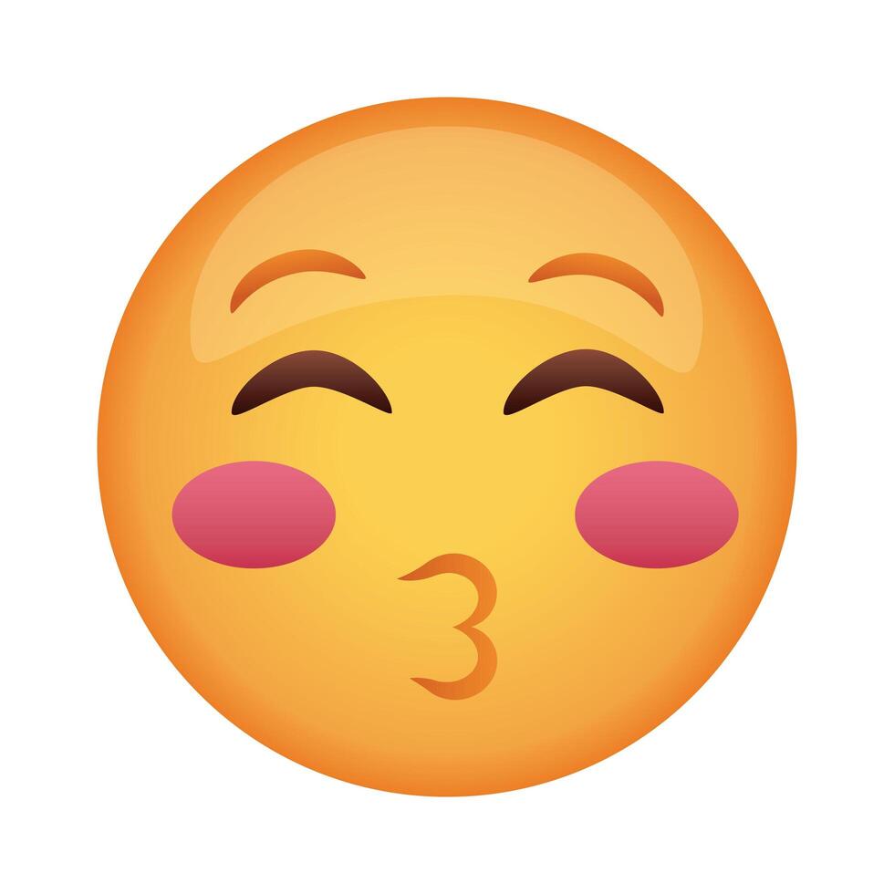 kissing emoji face classic flat style icon vector