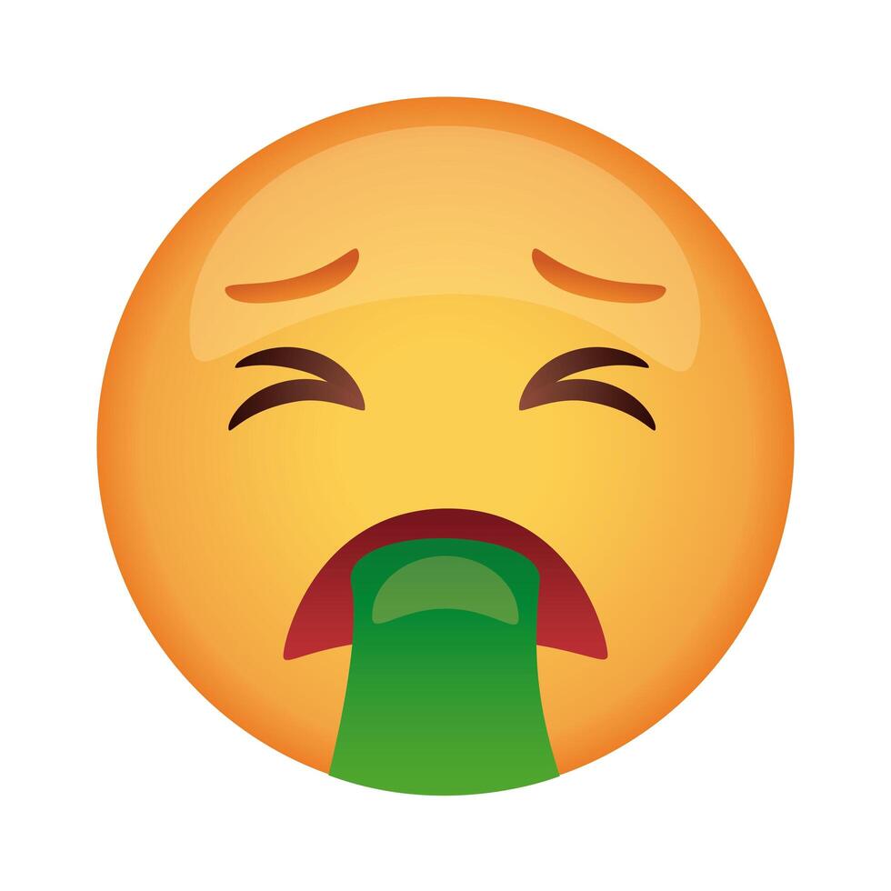 cara de emoji vomitando icono de estilo plano vector