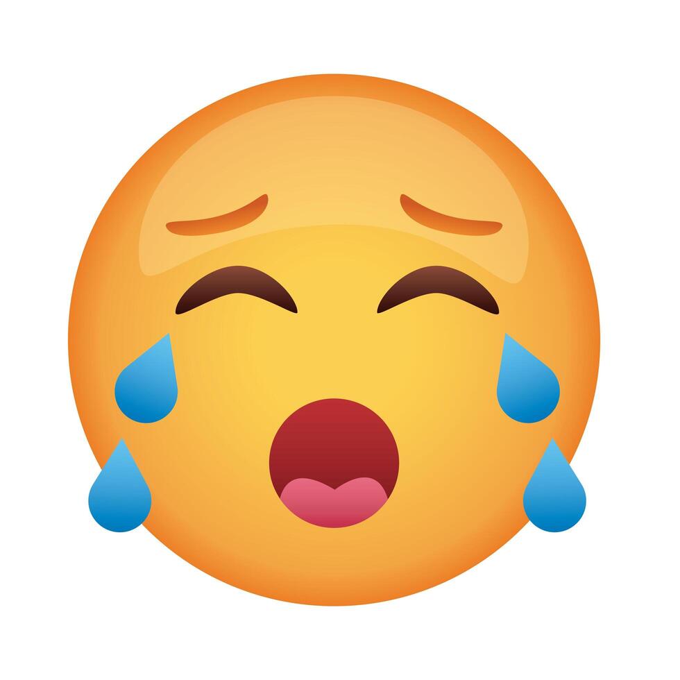 crying emoji face classic flat style icon vector