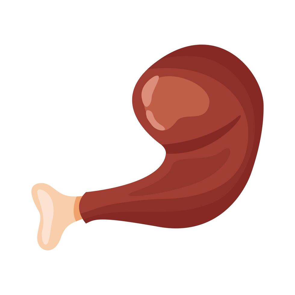 icono de estilo detallado de carne de muslo de pollo vector