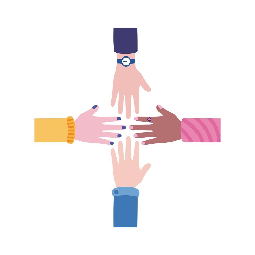 diversity hands human team flat style icon vector