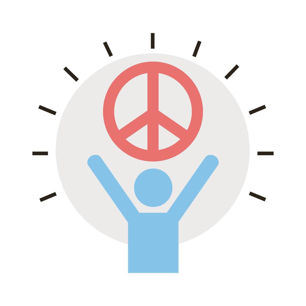 avatar figure lifting peace symbol line and fill style icon vector