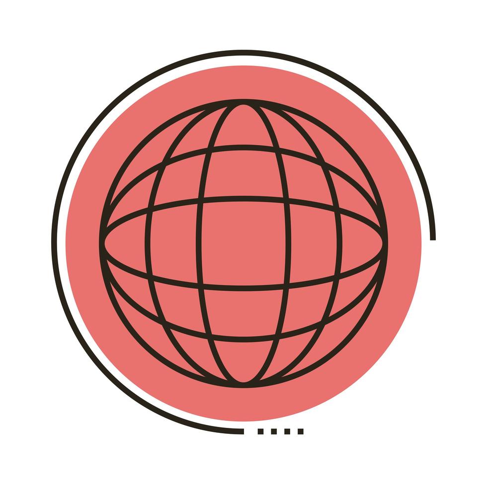 icono de estilo de relleno y línea de navegador de esfera vector