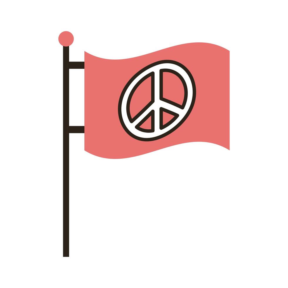 Bandera con línea de símbolo de paz e icono de estilo de relleno vector