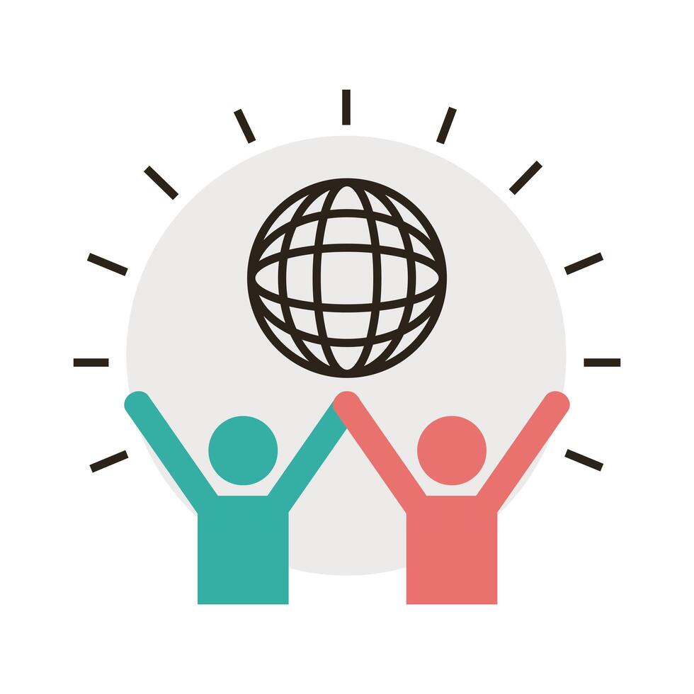 avatars figures with sphere browser line and fill style icon vector