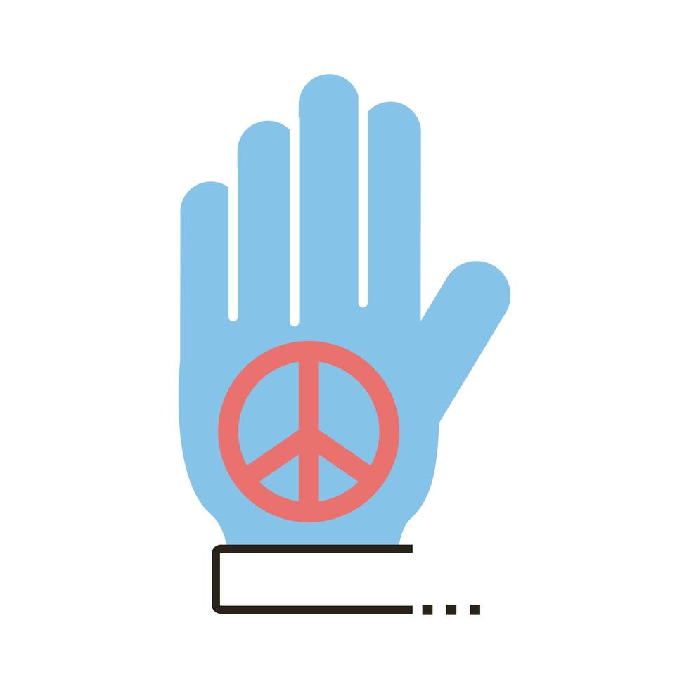 hand lifting peace symbol line and fill style icon vector