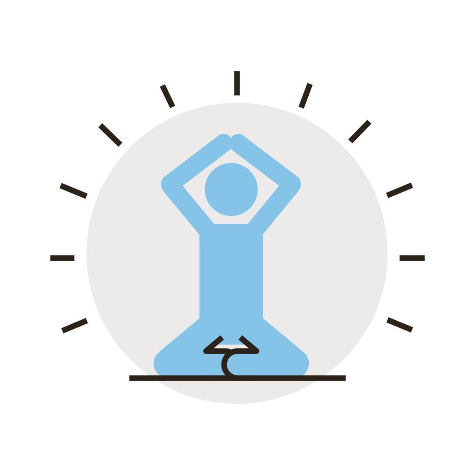 human figure silhouette in lotus position line and fill style icon vector