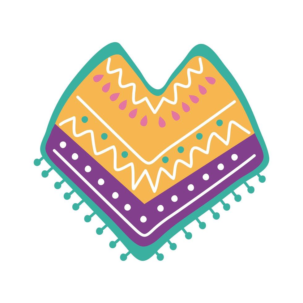 mexican culture poncho flat style vector