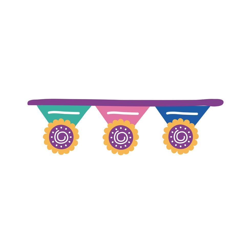 garlands celebration mexican flat style icon vector