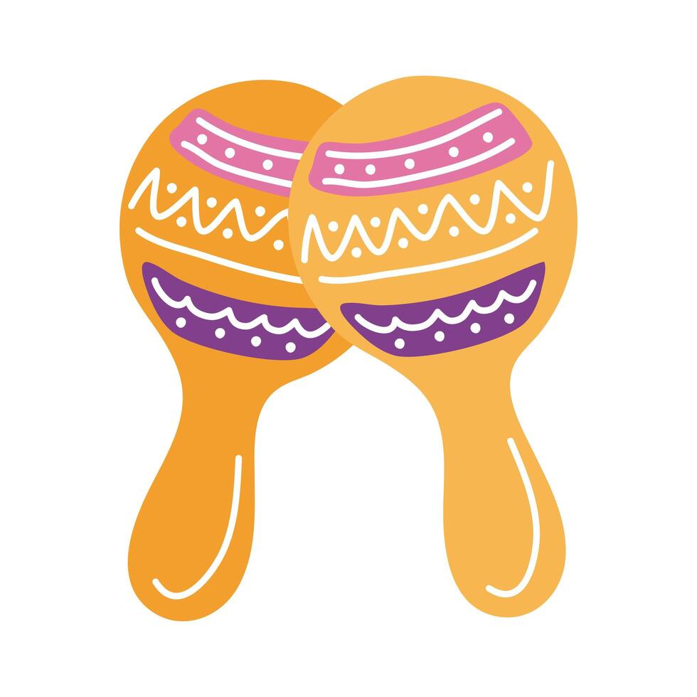 maracas cultura mexicana icono de estilo plano vector