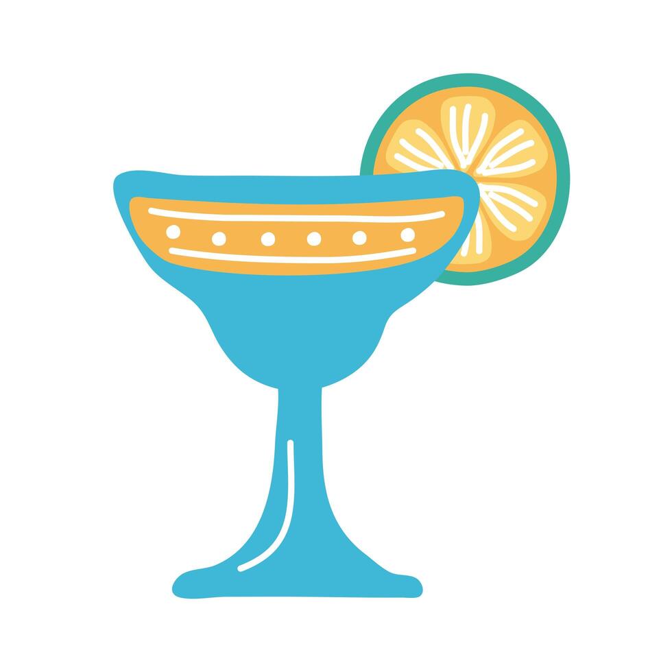 fresh tropical cocktail with lemon flat style icon vector