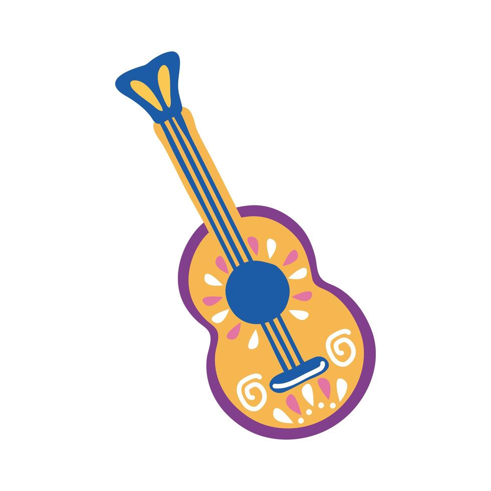 icono de estilo plano de instrumento de guitarra tradicional mexicana vector