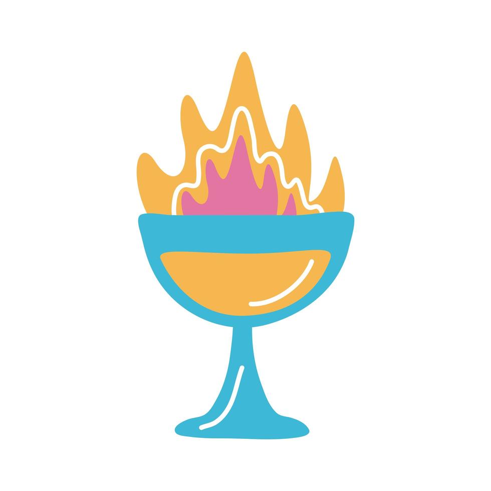 fresh tropical cocktail with flames flat style icon vector