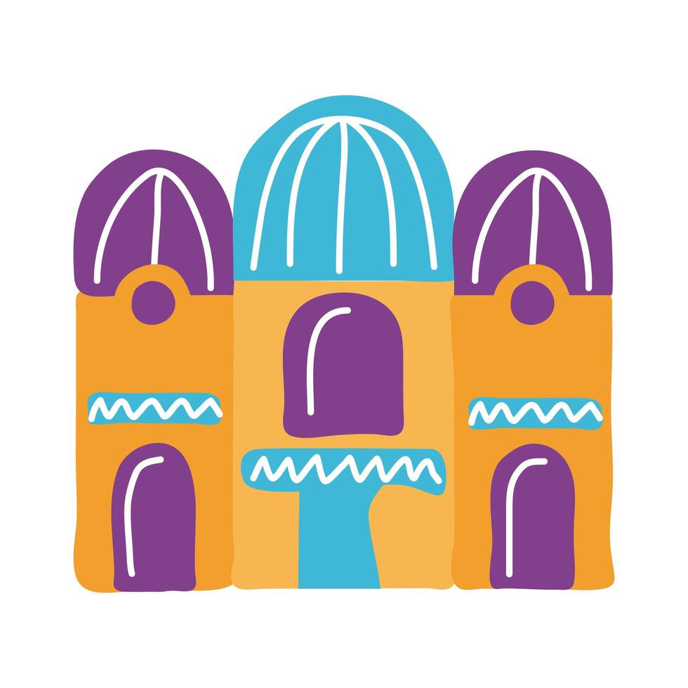 icono de estilo plano de fachada de casa mexicana vector