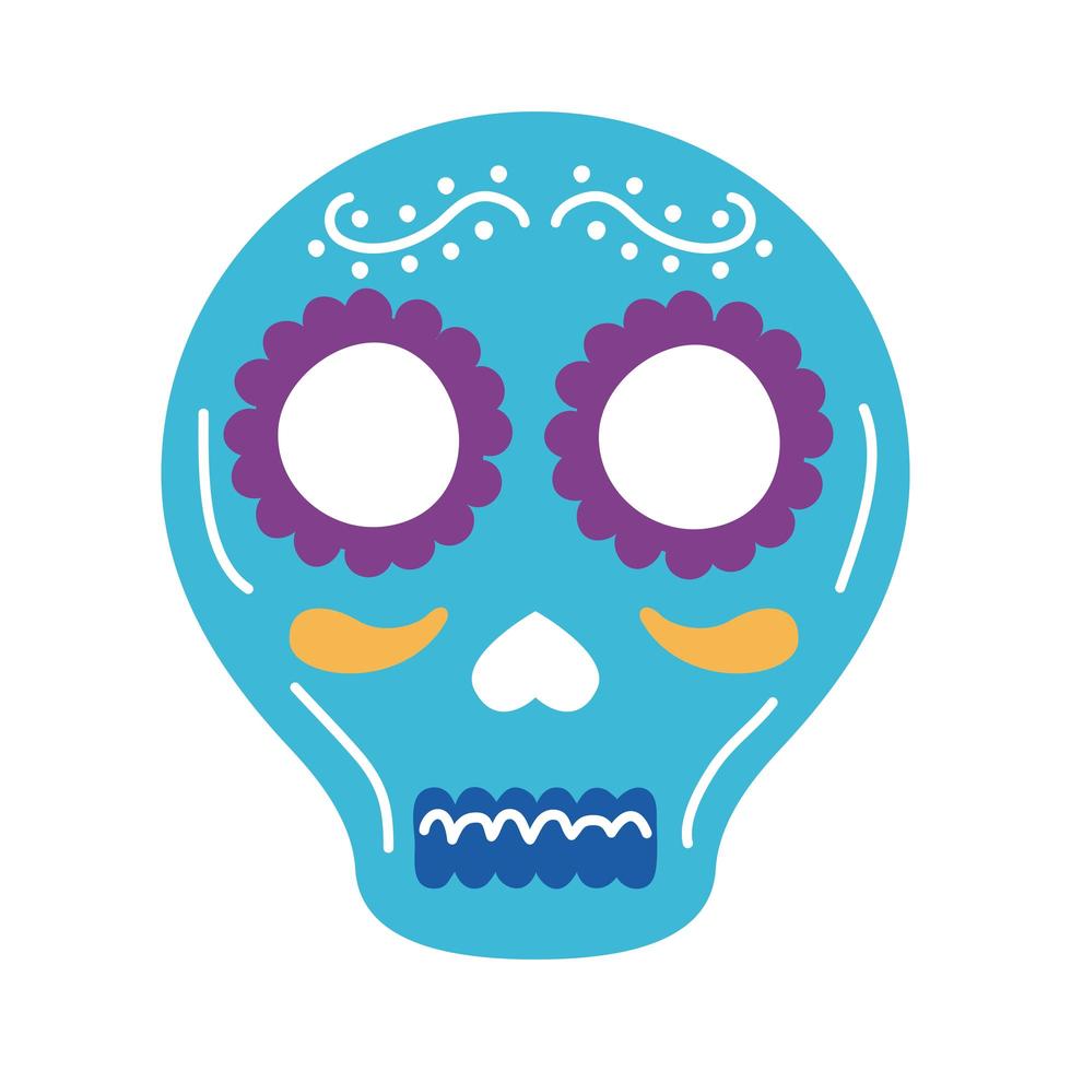 icono de estilo plano de cabeza de calavera mexicana tradicional vector