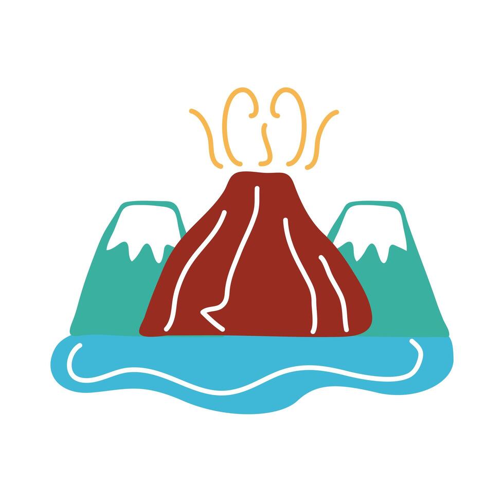 icono de estilo plano del vulcano popocatépetl vector