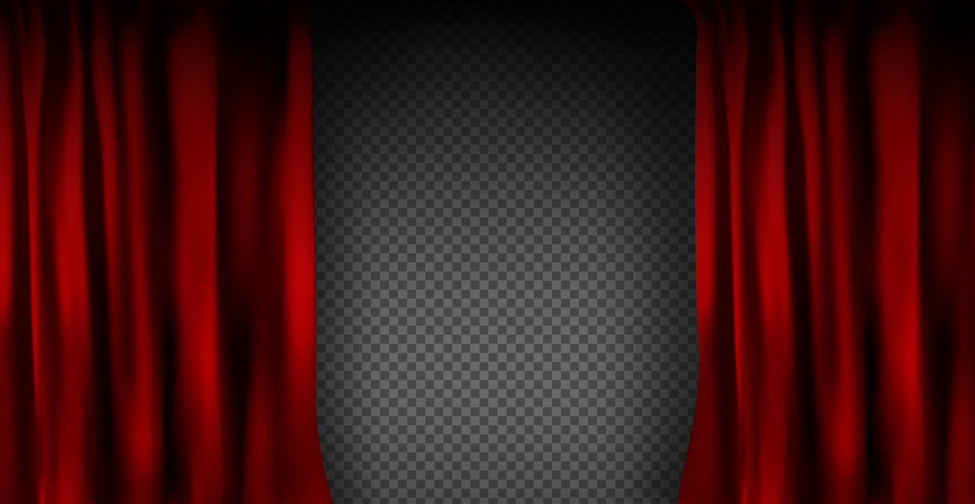 Realistic colorful red velvet curtain folded vector