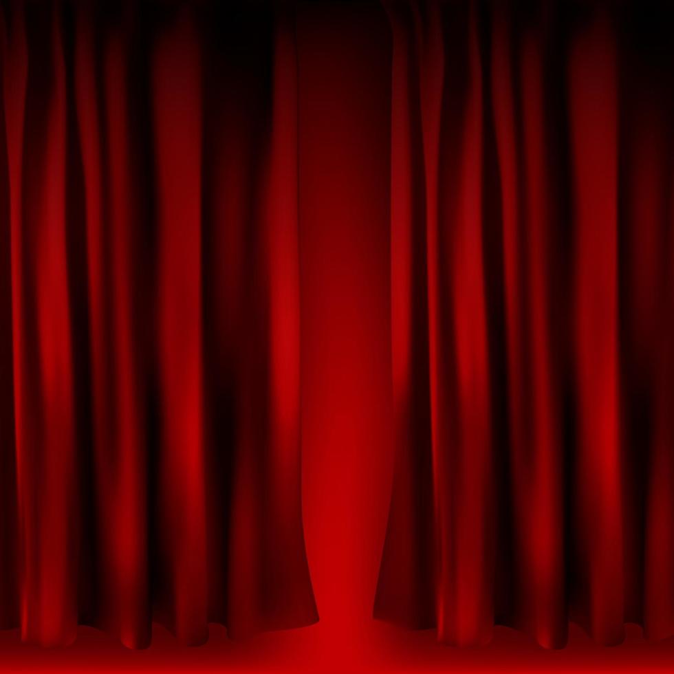 Realistic colorful red velvet curtain folded vector