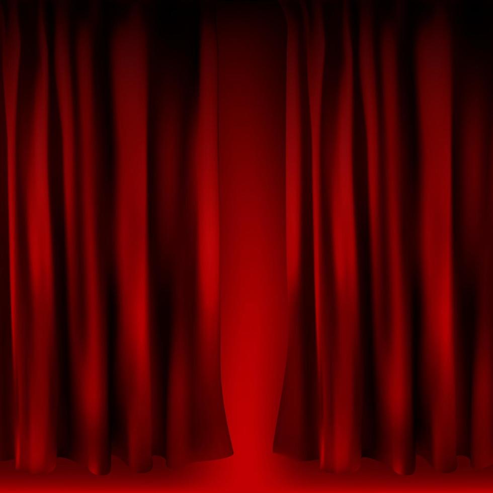 Realistic colorful red velvet curtain folded vector