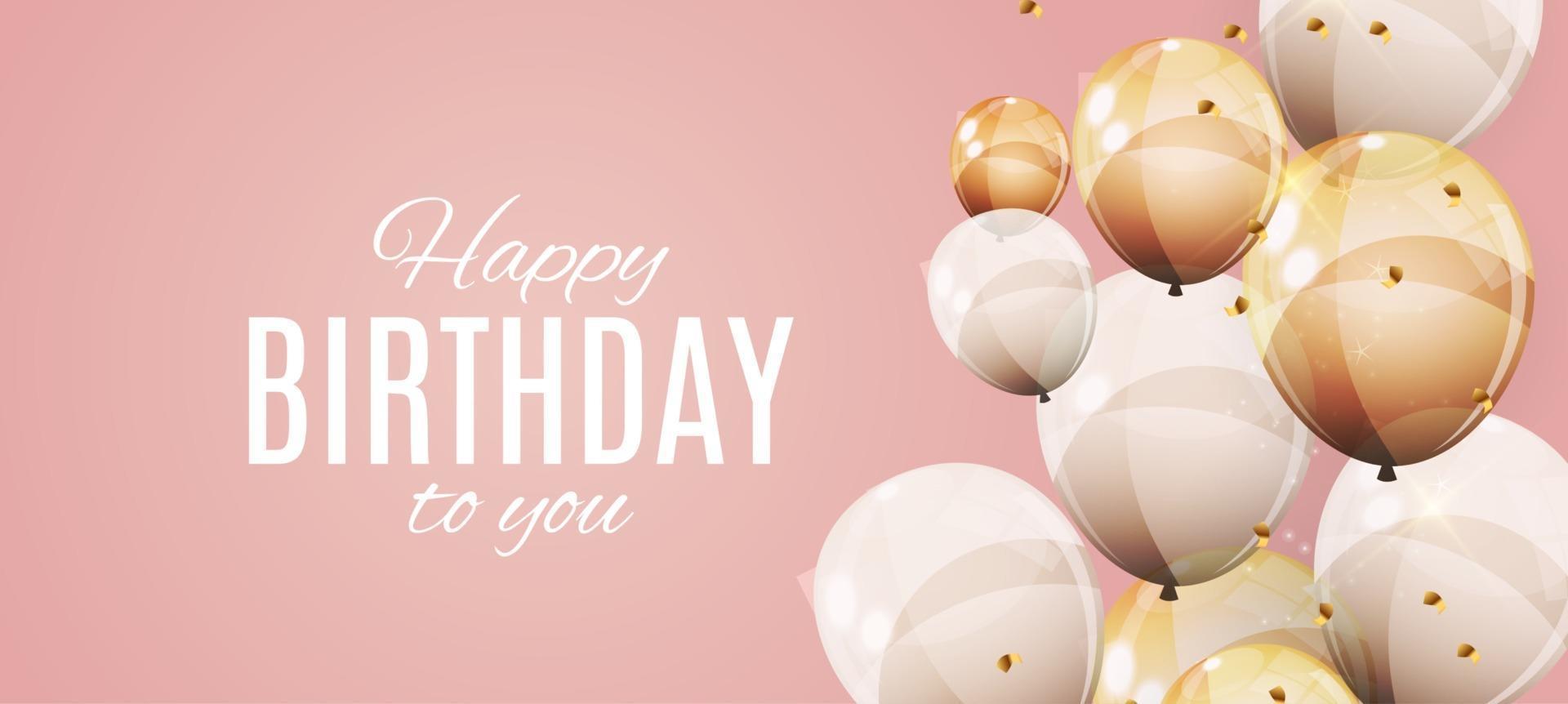 Color Glossy Happy Birthday Balloons Banner Background Vector Illustration