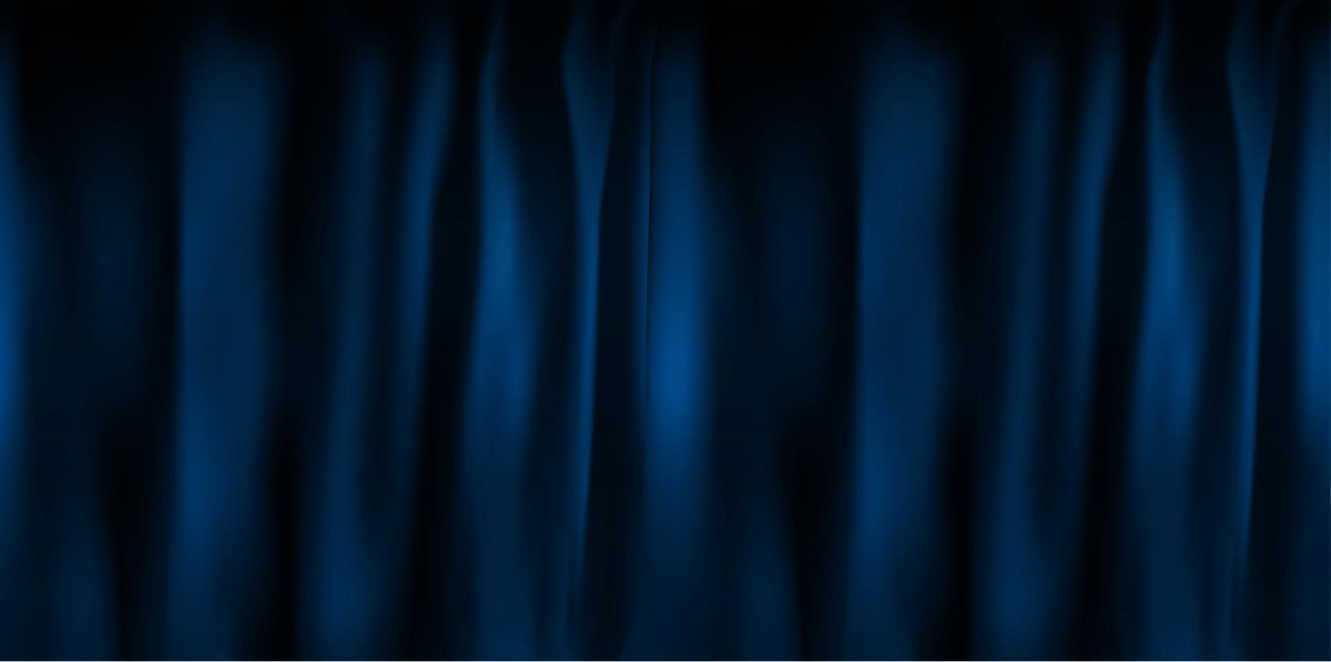 Realistic colorful blue velvet curtain folded vector