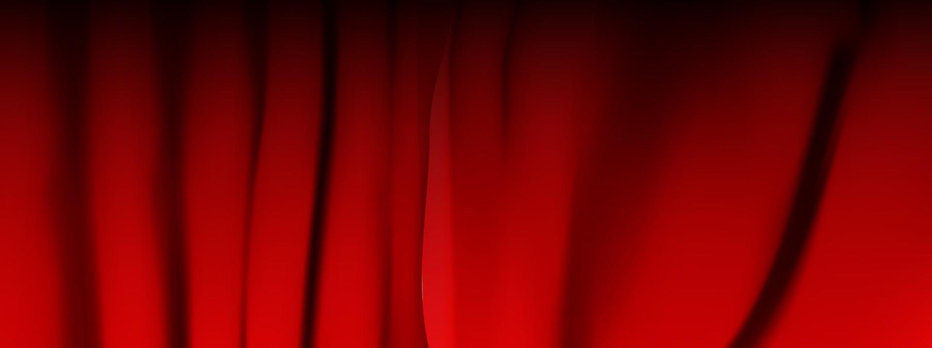 Realistic colorful red velvet curtain folded vector