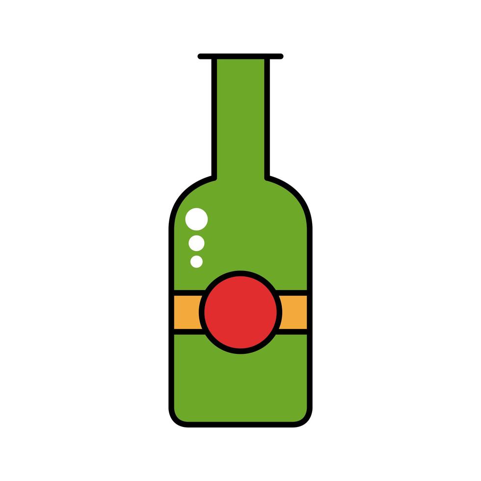 botella de cerveza, bebida, línea, y, relleno, estilo, icono vector