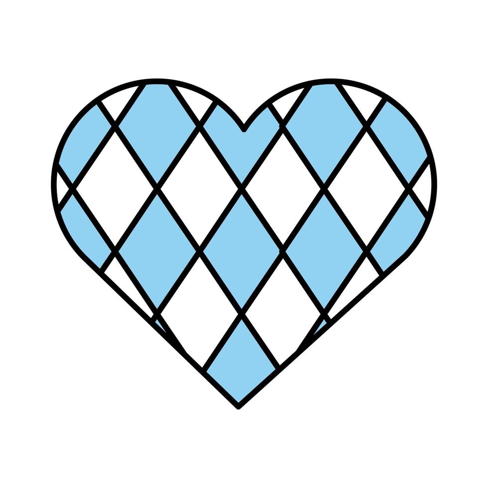 corazón con la línea de la bandera oktoberfest y el icono de estilo de relleno vector