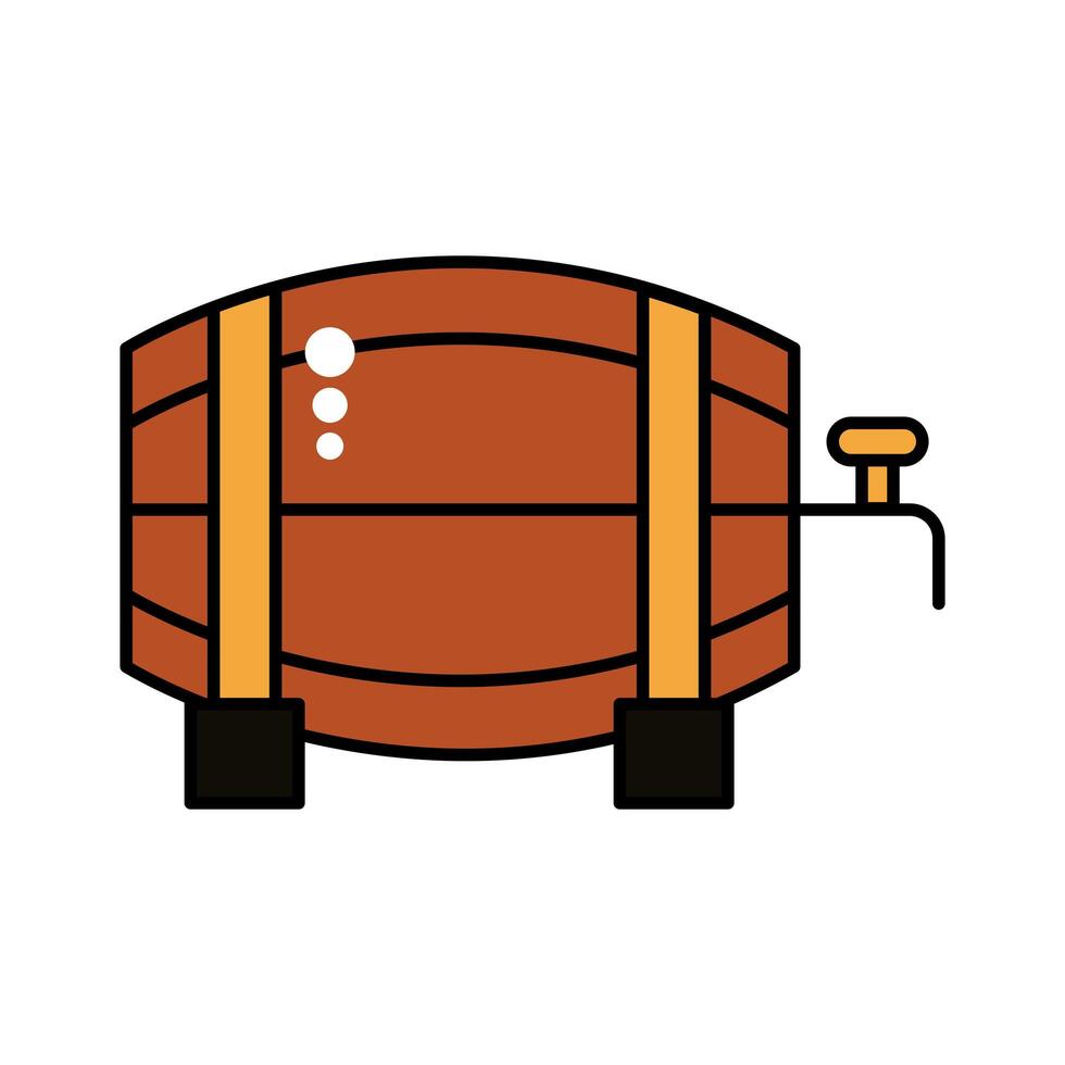 beer barrel wooden oktoberfest line and fill style icon vector