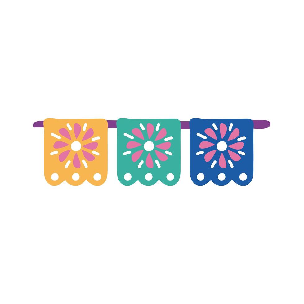 garlands celebration mexican flat style icon vector