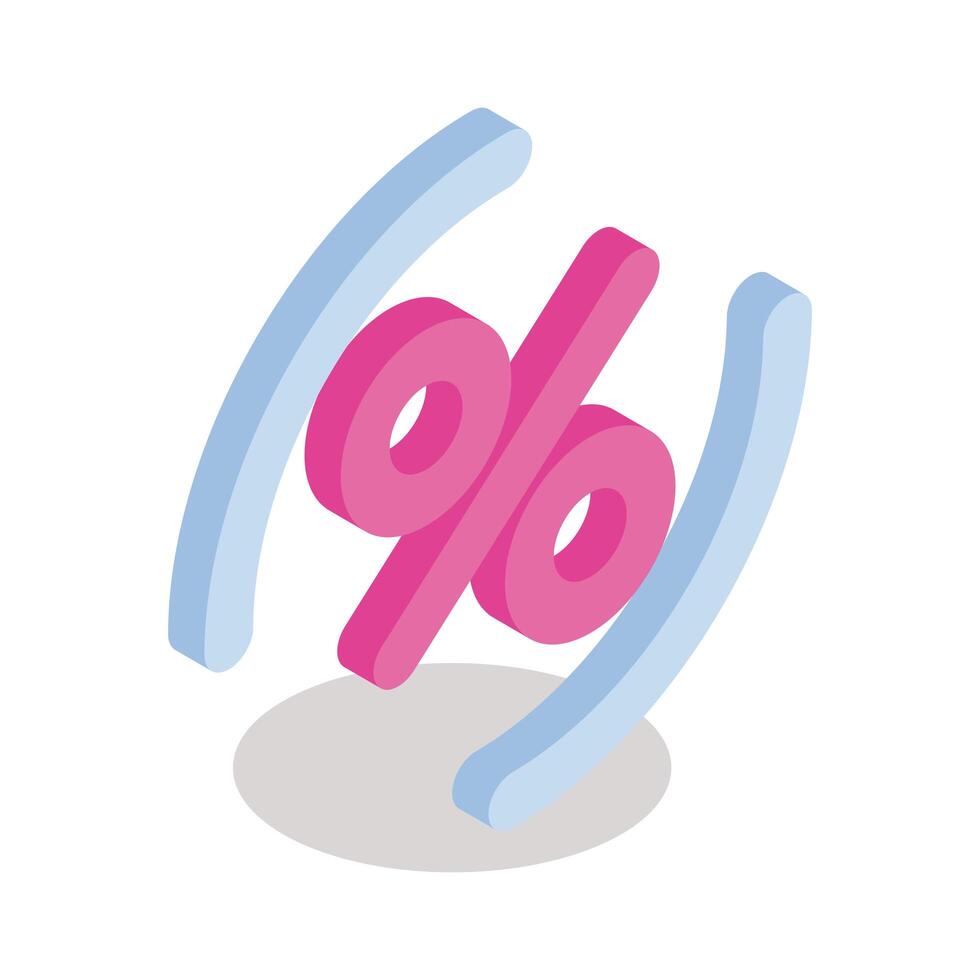 percent symbol isometric style icon vector