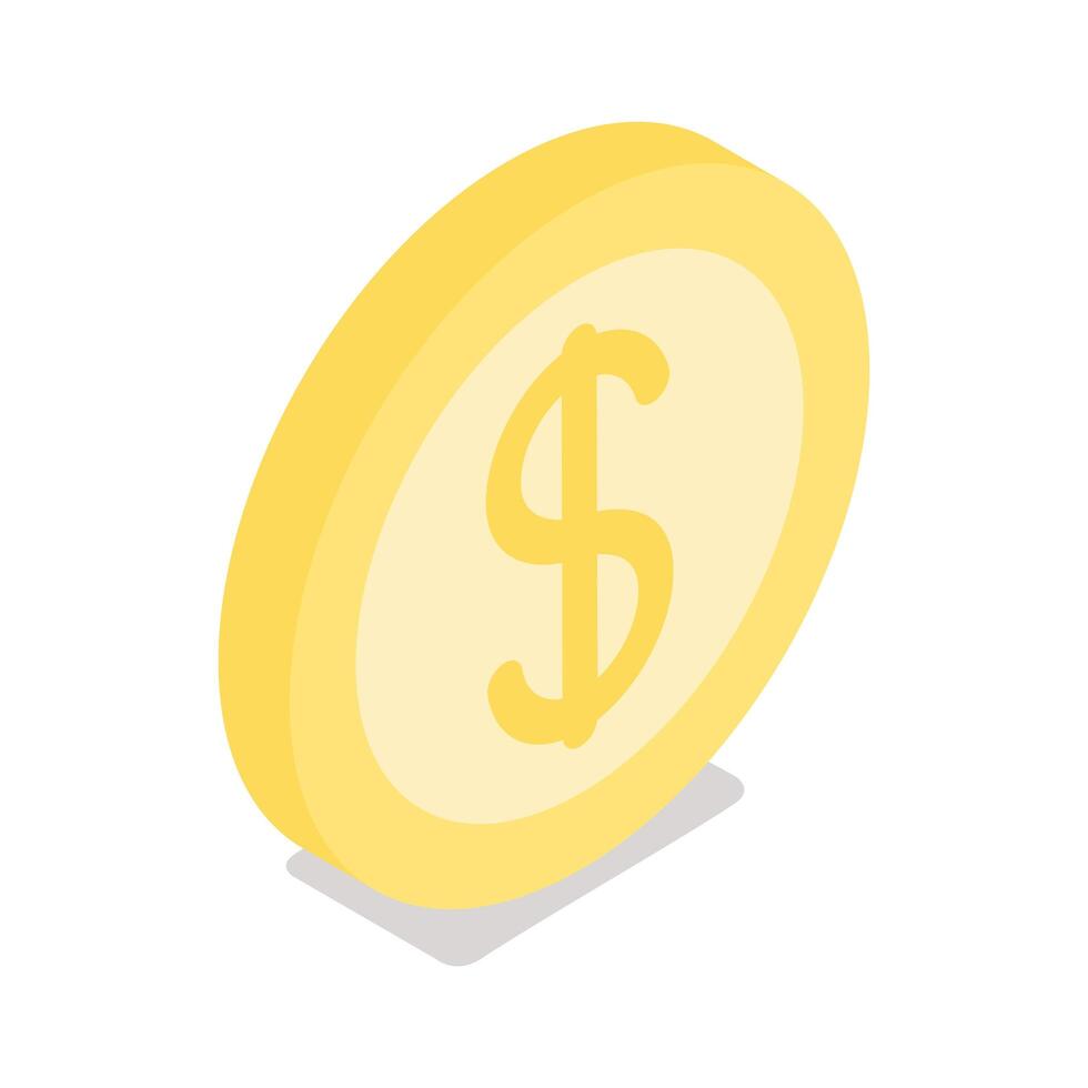 coin isometric line style icon vector design